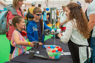 Children with engineering exhibits in the Techno Zone at RIAT24.